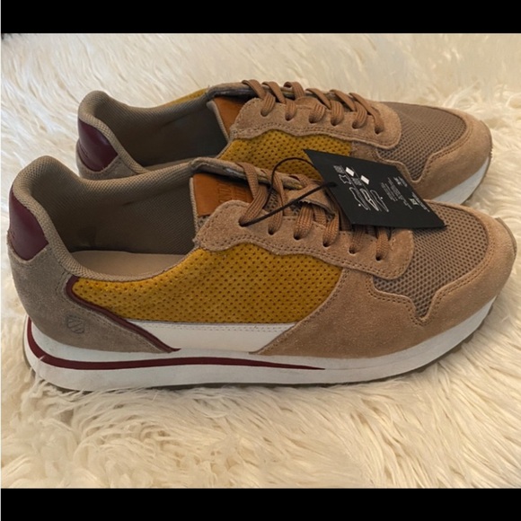 Londons Life beige suede preppy lace up tennis sneaker trainer size 40 - Picture 6 of 9